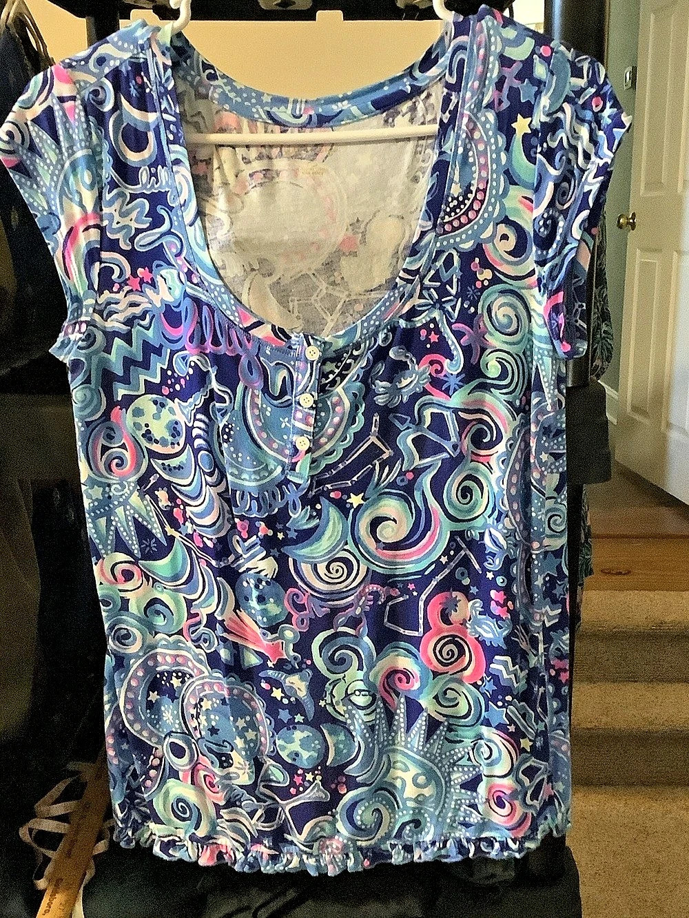 Lilly Pulitzer Stella Knit Top Blue & Pink